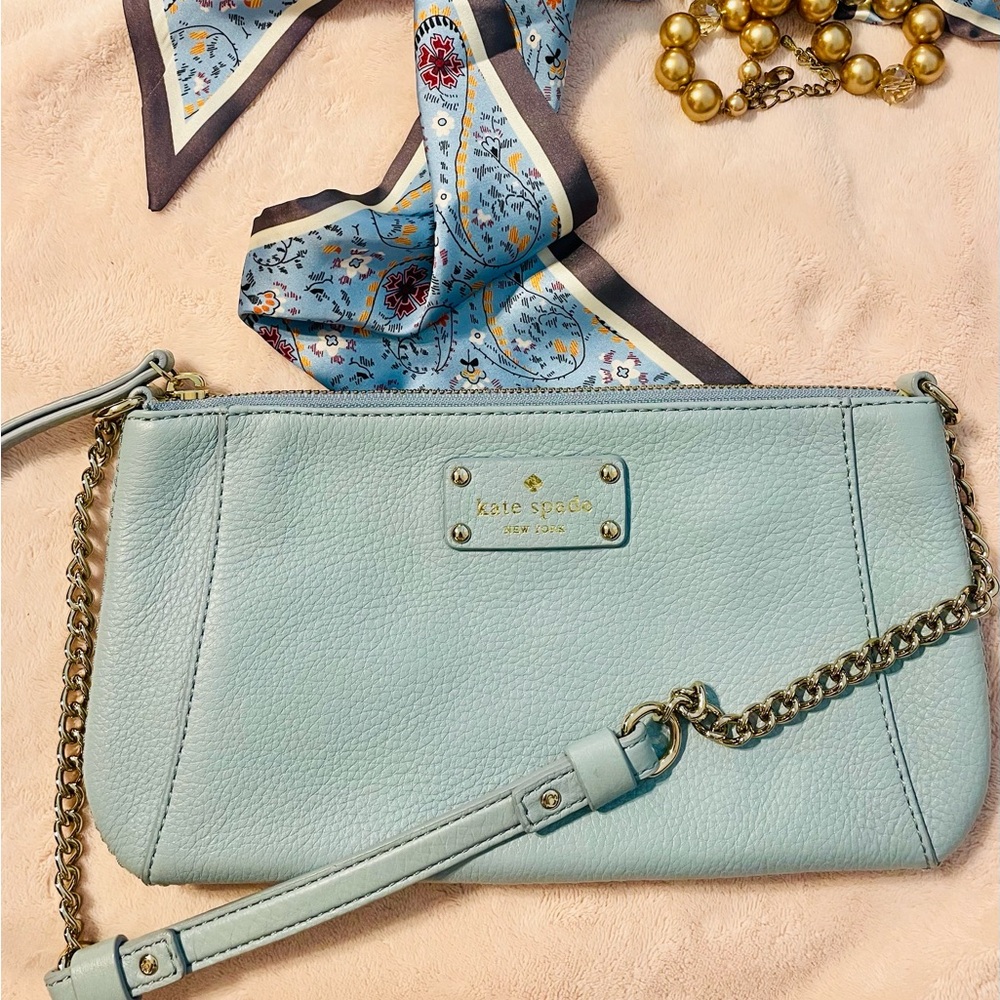Kate Spade Blue Clutch with Gold Chain